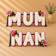 MUM, NAN Lily Funeral Package artificial silk funeral flower package