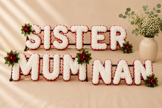 MUM, NAN, SISTER Funeral Package artificial silk funeral flower package