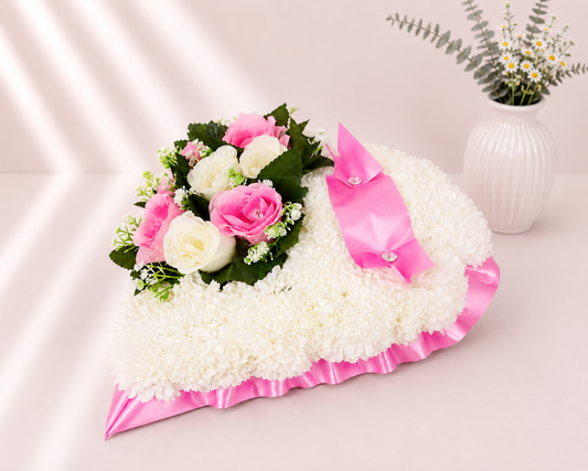 Heart Tribute artificial silk funeral flower tribute