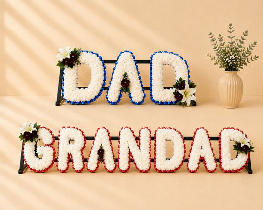 DAD, GRANDAD Lily Funeral Package artificial silk funeral flower package