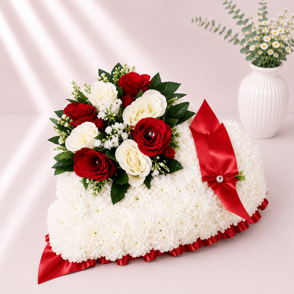 Heart Tribute artificial silk funeral flower tribute